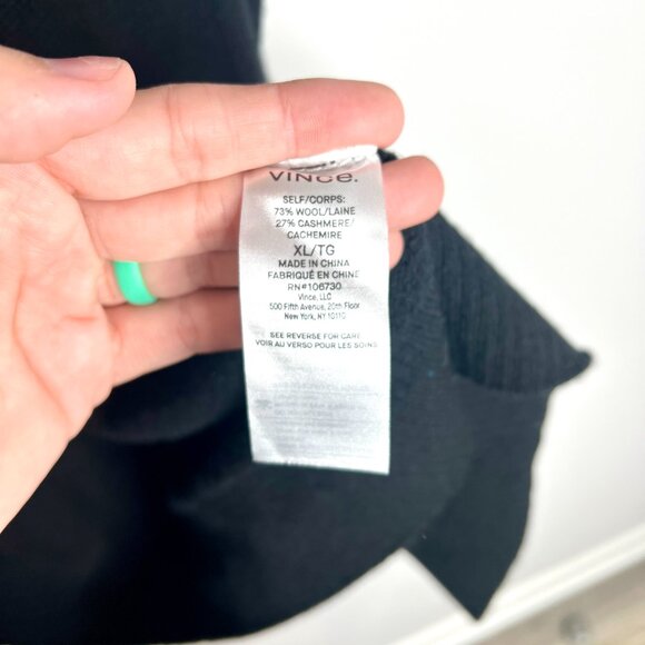 Vince Black Wool Cashmere Open Front Cardigan Sweater Minimalist Quiet Luxury XL - Picture 3 of 4